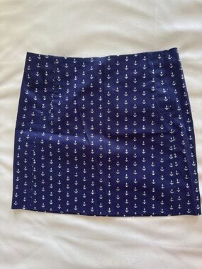 J.crew Navy and White Anchor Print Pencil Skirt